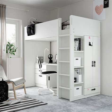 SMSTAD Loft bed frame w desk and storage, white, 90x200 cm An extra room isnt always an option when space is limited at home. . Smastad loft bed